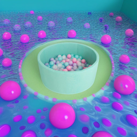Сухой бассейн с шариками Airpool (бирюзовый с розовыми шариками)