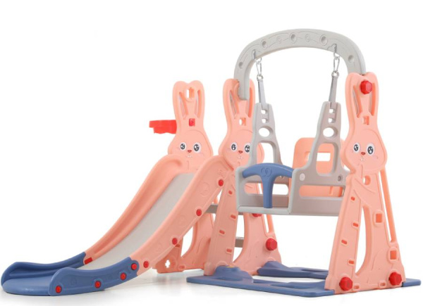 Горка с качелями Зайчонок оранжевый Perfetto Sport