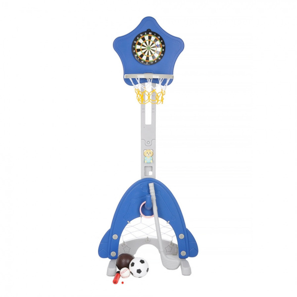 Стойка баскетбольная Звезда с кольцебросом и футбольными воротами синяя Pituso