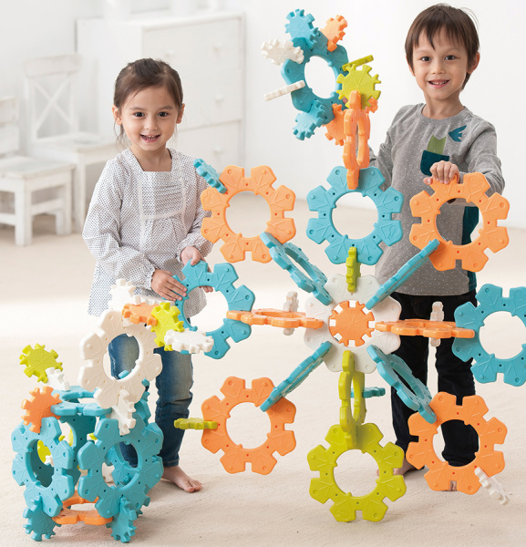 Креативный набор Крупный конструктор Цветные снежинки, 56 блоков Weplay