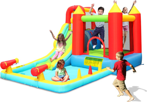 Надувной батут с горкой Прыжок и всплеск Happy Hop