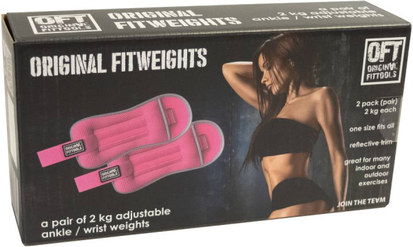 Комплект утяжелителей весом 2 кг (пара) розовые Original Fit.Tools