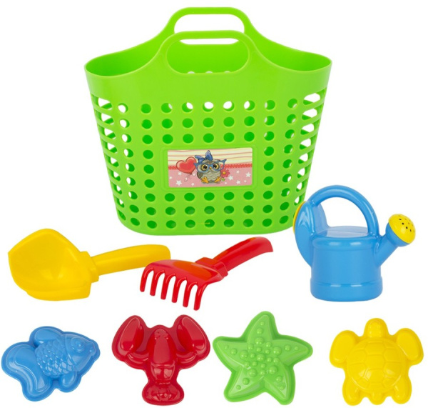 Песочный набор с корзинкой 8 предметов СТРОМ