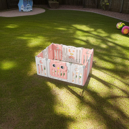 Детский манеж-ограждение Сова персиковый/белый