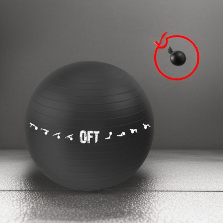 Мяч гимнастический 75 см черный с насосом