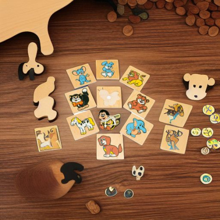Пазлы деревянные Забавные животные, 10 штук ЛЭМ