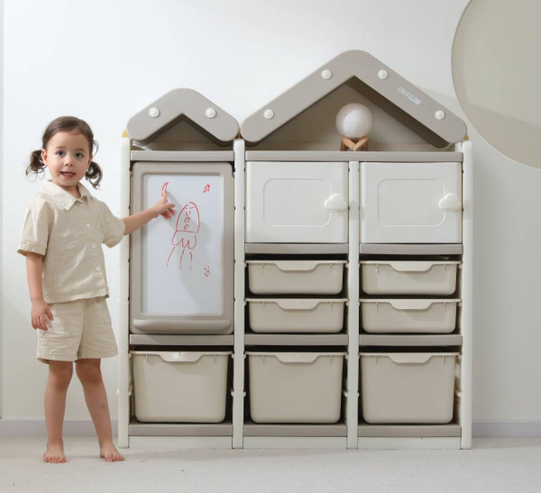 Стеллаж для игрушек UNIX Kids House 7 ящиков Grey