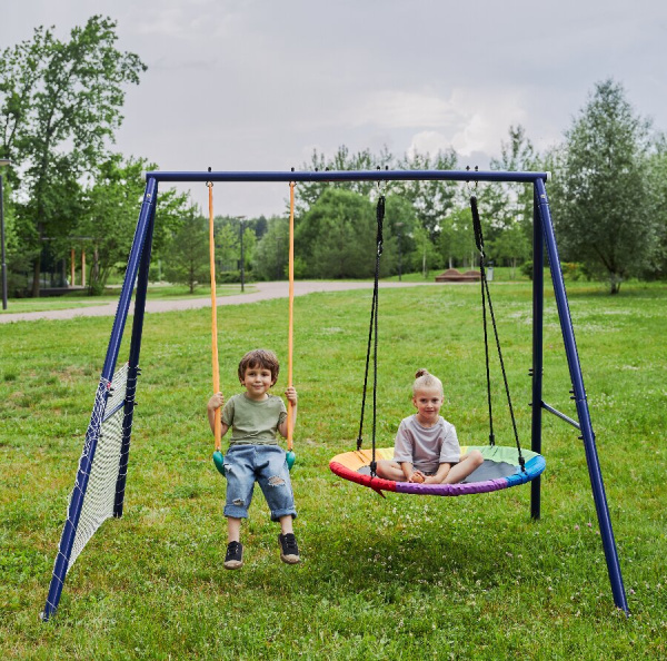 Качели уличные с воротами UNIX Line двойные 80+40 см Color