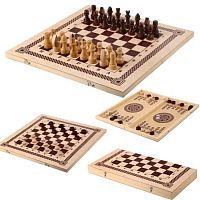 Игра настольная 3 в 1 (шахматы, шашки, нарды) Бэмби