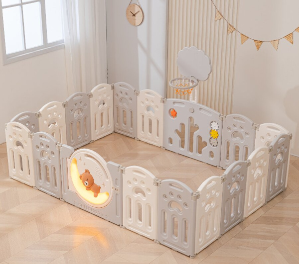 Манеж UNIX Kids DeLuxe Grey 180x200 см, с баскетбольным кольцом и ковриком