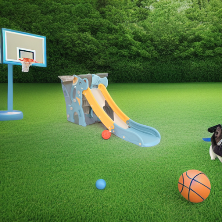 Горка Догги с баскетбольным кольцом голубая