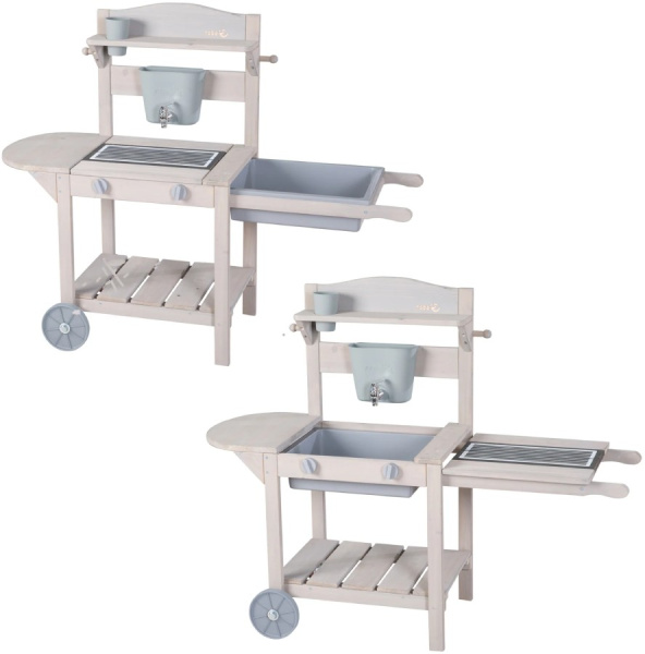 Детская игровая кухня для улицы на колесах Барбекю серая Roba