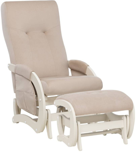 Комплект для кормления Кресло-глайдер и пуф Milli Кьяра (слоновая кость, ткань V18)