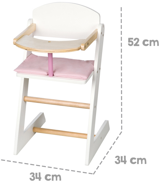 Кукольный стульчик Scarlett, белый/розовый/натуральный Roba