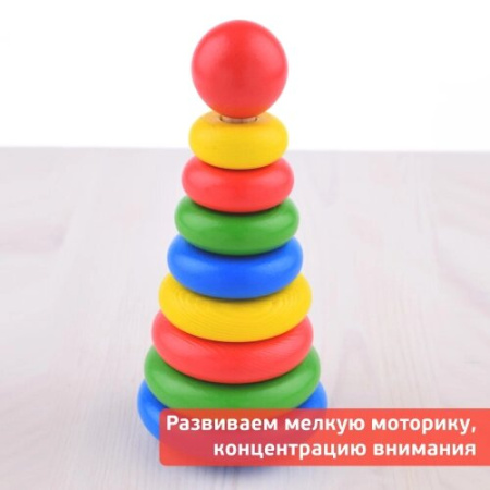 Пирамидка деревянная 9 деталей Томик