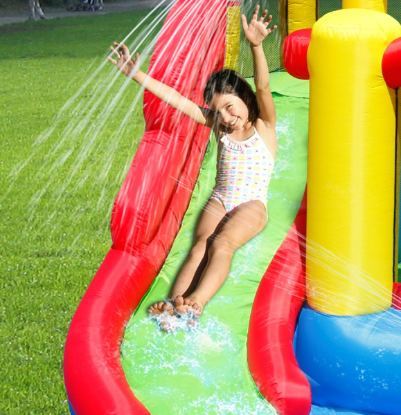 Надувной батут с горкой Пряжок и всплеск 2 Happy Hop