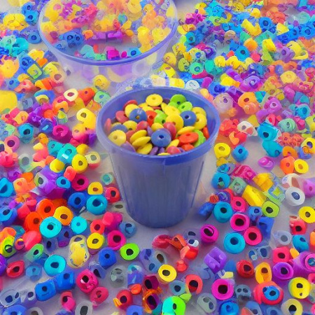 Бусины плоские в ведре, 400 штук