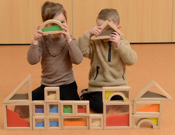 Деревянные сенсорные песочные блоки, 18 штук Masterkids