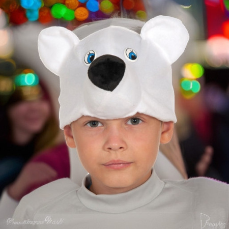 Карнавальная шапочка Мишка полярный белый Карнавалофф