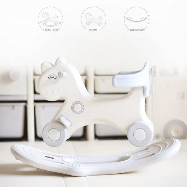 Лошадка-качалка-беговел UNIX Kids с ручкой серая