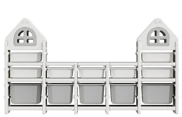 Стеллаж для игрушек UNIX Kids Grey 12 ящиков