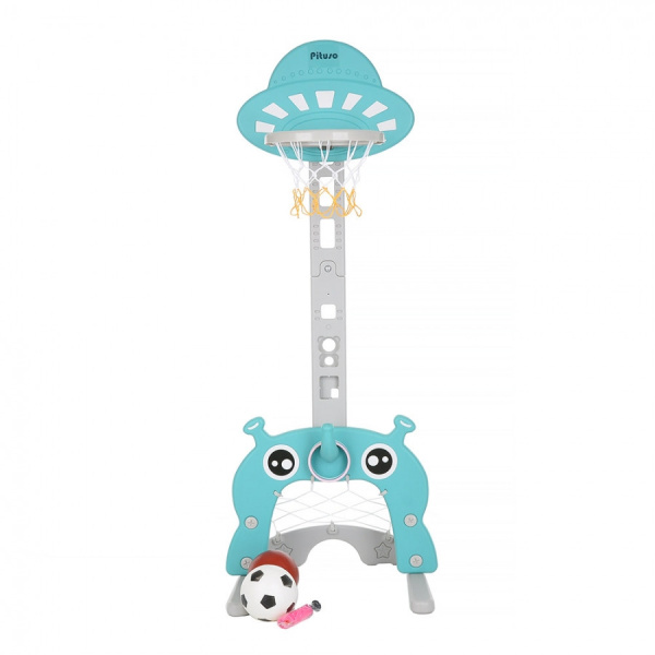 Стойка баскетбольная Марсик с кольцебросом и футбольными воротами зеленая