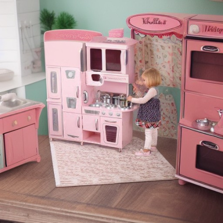 Кухня деревянная ВИНТАЖ розовая KidKraft