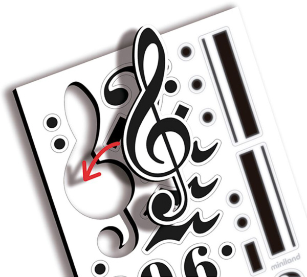Магнитная лента Нотный стан 120х30 см, 85 музыкальных знаков Miniland