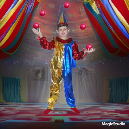 Карнавальный костюм Клоун блестящий, рост 130-140 Snowmen