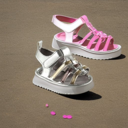 Сандалики для девочки серебряные, 0-6 месяцев Luvable Friends