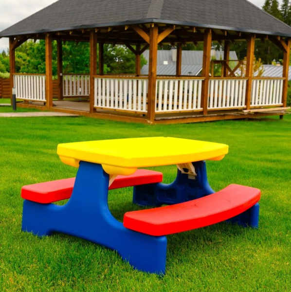 Стол садовый Пикник с лавочками UNIX Kids Garden Yellow