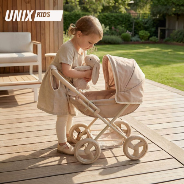 Коляска с люлькой для кукол UNIX Kids Cradle Doll бежевый