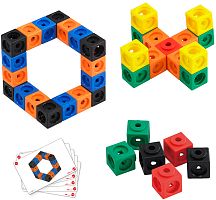 Математические кубики 2 см, 100 штук (набор с карточками) EDX Education