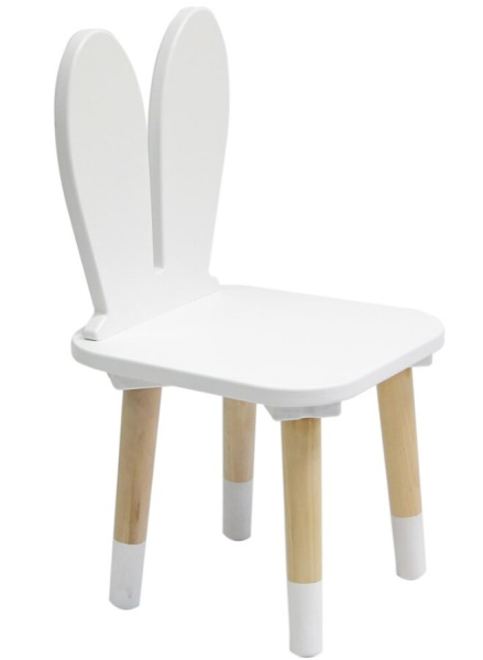 Стульчик деревянный Зайчик белый DimDomKids