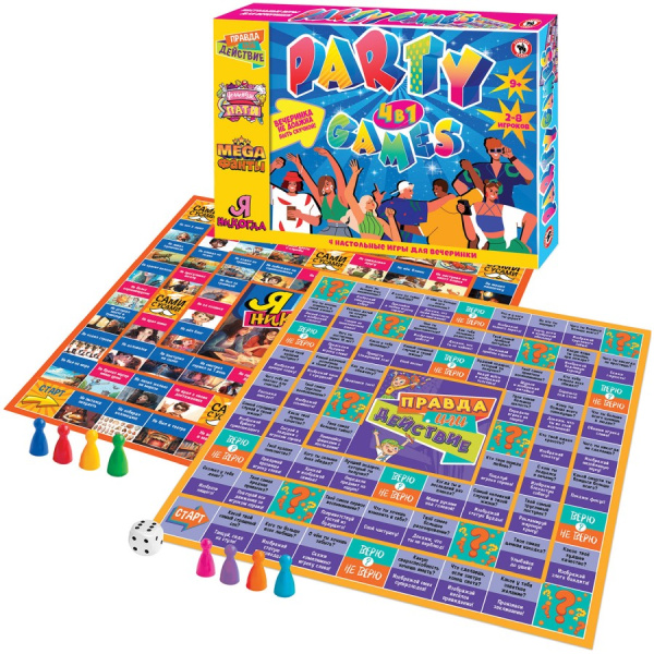 Игра настольная для вечеринки 4 в 1 Party games Русский стиль