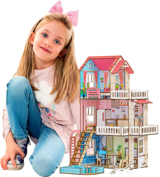 Кукольный домик деревянный трехэтажный Лоли M-WOOD