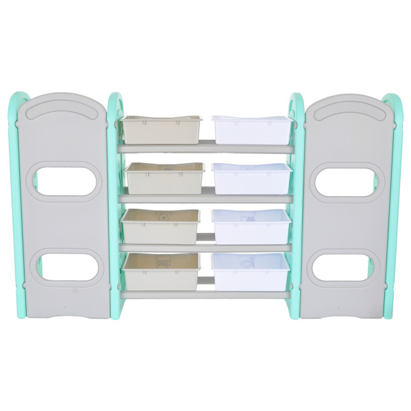 Стеллаж для игрушек с ящиками и приставками 4 полки бирюзовый