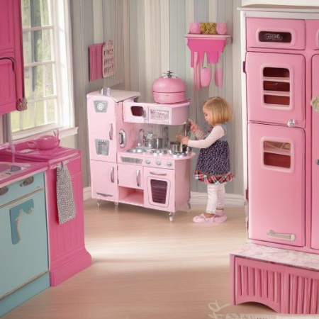 Кухня деревянная ВИНТАЖ розовая KidKraft