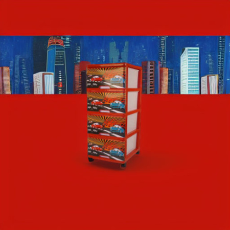 Комод с рисунком ТАЧКИ красный Dunya