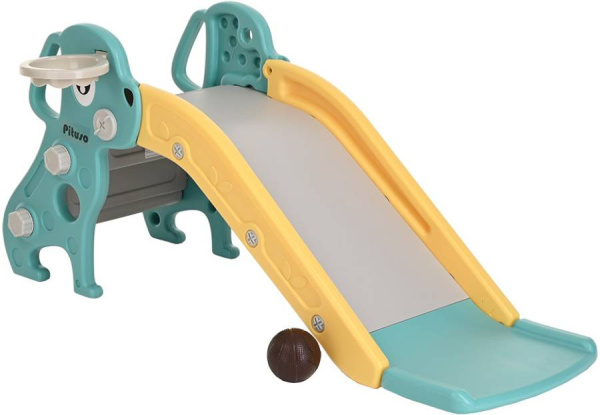 Горка Мопсик с баскетбольным кольцом зеленая Pituso
