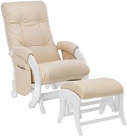 Кресло для мамы (глайдер) для кормления и пуф Milli Smile с карманами дуб молочный Polaris Beige экокожа