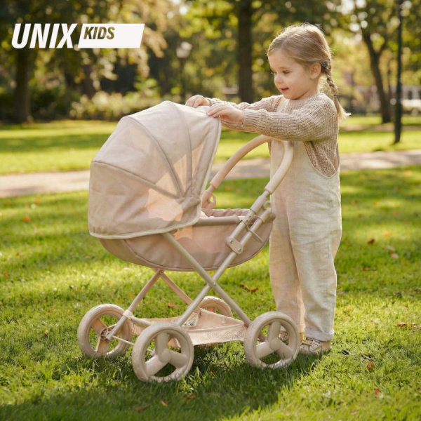 Коляска с люлькой для кукол UNIX Kids Cradle Doll бежевый