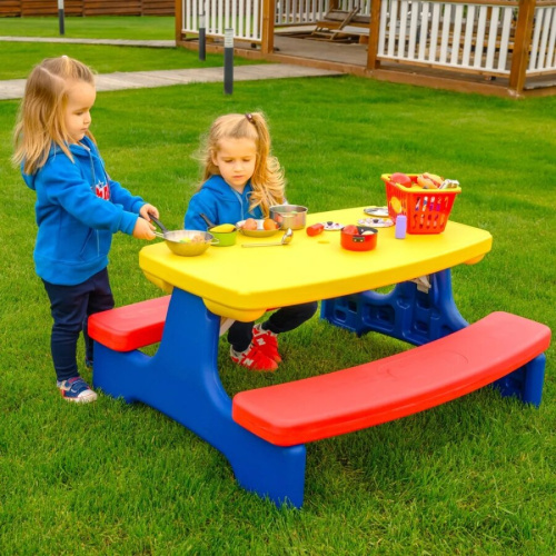 Стол садовый Пикник с лавочками UNIX Kids Garden Yellow