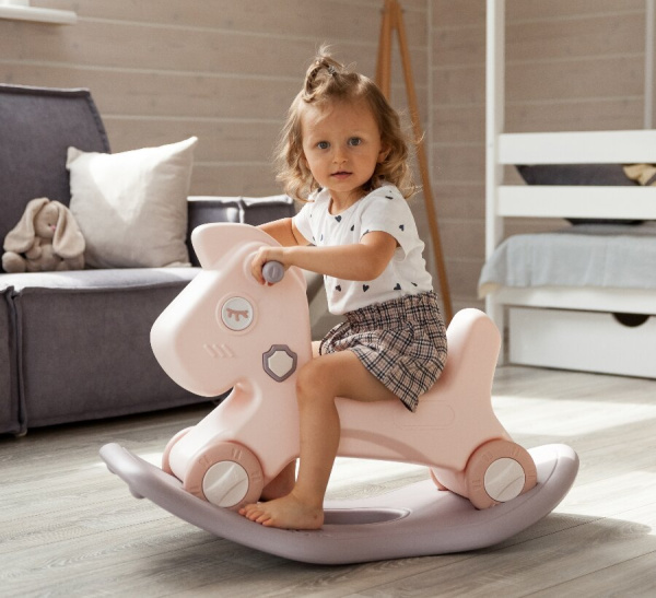 Лошадка-качалка-беговел UNIX Kids розовая